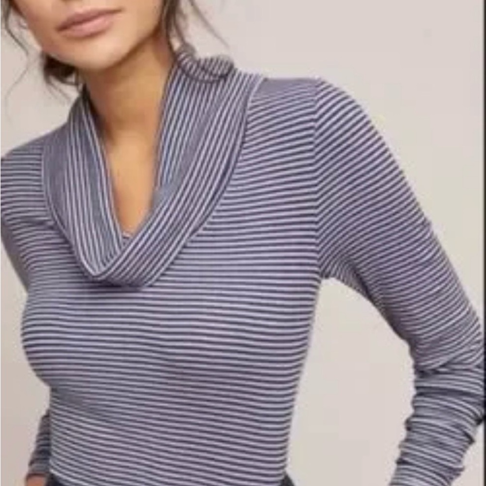 Anthropologie x Pure Good Striped Cowl Neck Sweater